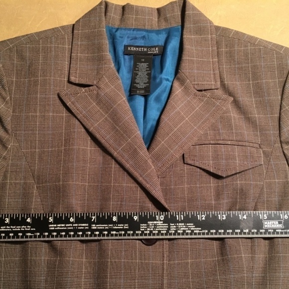 kenneth COLE Brown/Blue GLEN PLAID/Windowpane Career BLAZER, Size 10 - Picture 4 of 9